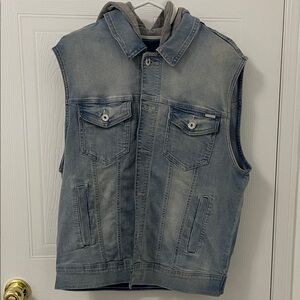 Women's Denim Sleeveless Vest with Hood